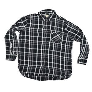 Woolrich Women's 2XL Black & White Button-Up Polyester Top Long Sleeve Soft